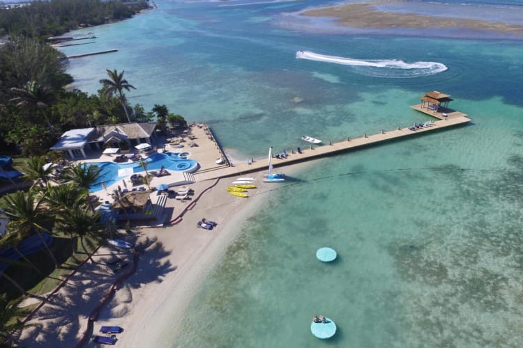 Aerial of the beach and pool